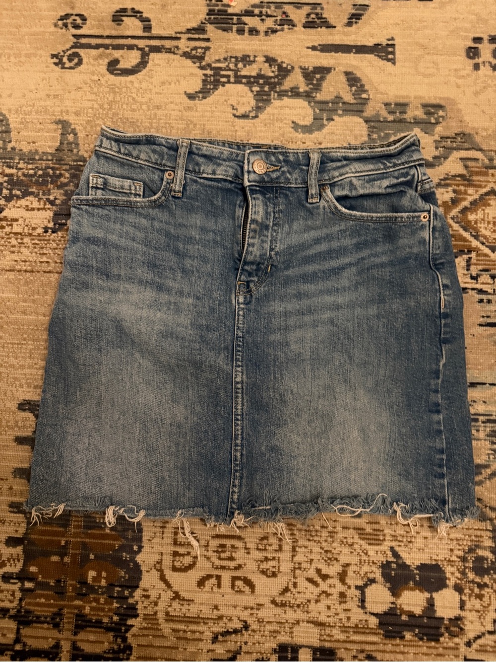 Old Navy Blue Denim Mini Skirt with Frayed Hem